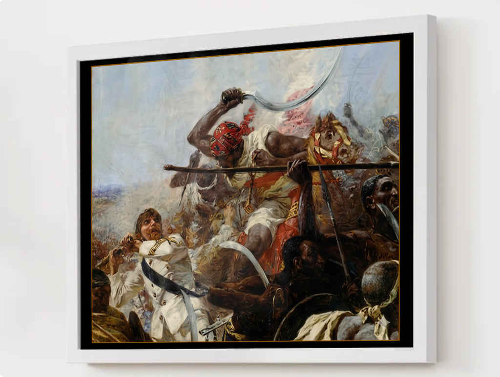 Battle of Dogali 1887 Fine Art Print. Tigrayan Warriors led by General Ras Alula Engida against Italian forces, Premium Framed Historical Wall Art