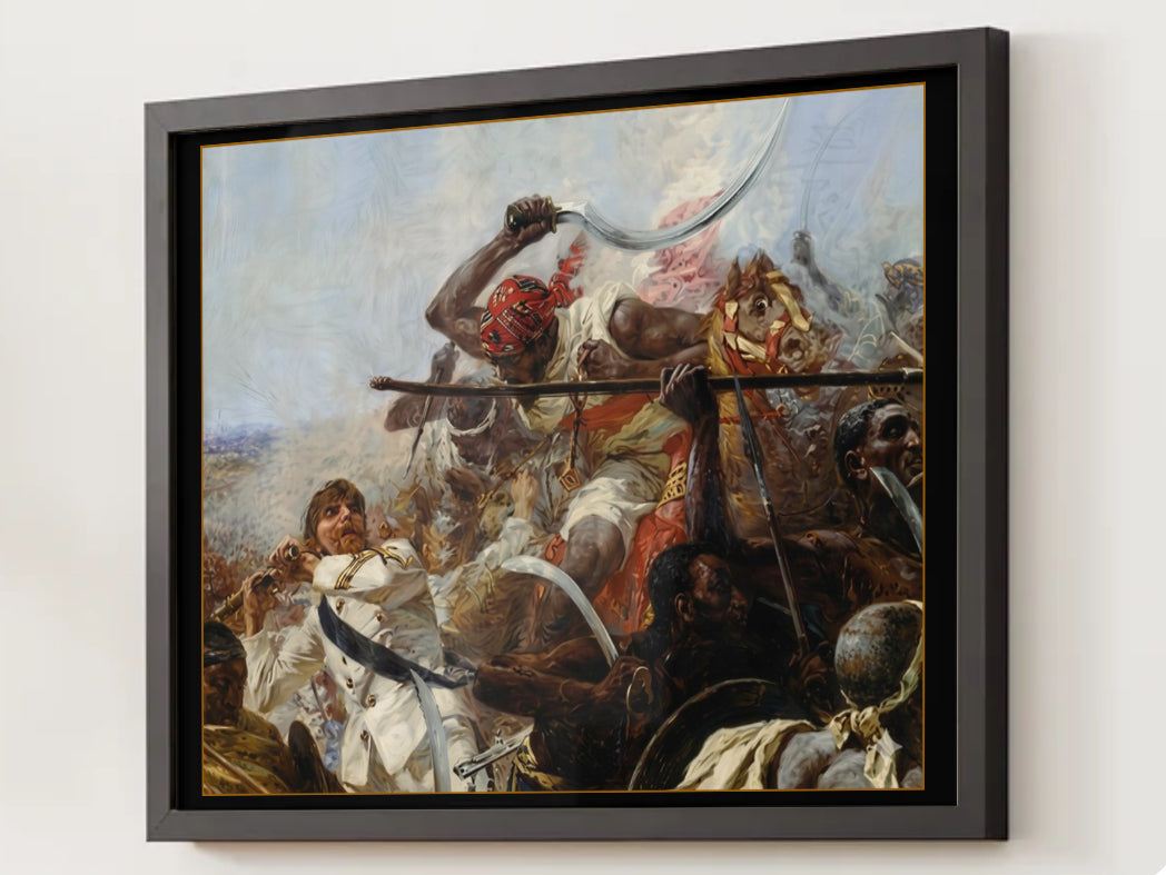 Battle of Dogali 1887 Fine Art Print. Tigrayan Warriors led by General Ras Alula Engida against Italian forces, Premium Framed Historical Wall Art